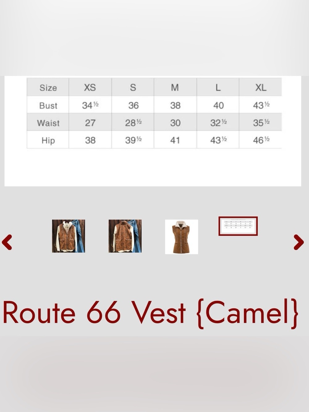 Wooly Bully Wear “Route 66” Sherpa Lined Faux Leather Vest in color Camel - Picture 12 of 12